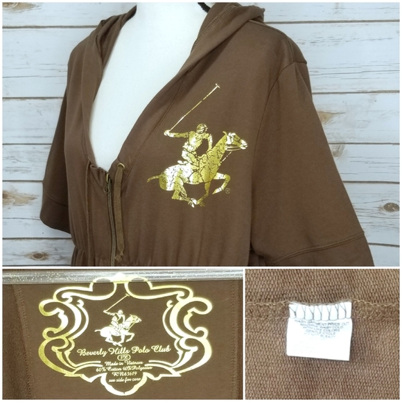 Beverly Hills Polo Club Short Sleeve Zip Up Hoodie Front Pockets Size 3X - Picture 4 of 6
